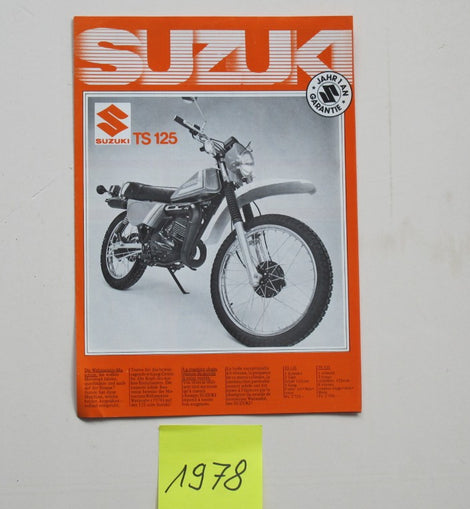 Prospekt Suzuki 1978 Modellpalette