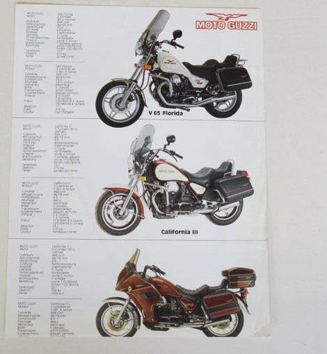 Prospekt Moto-Guzzi Modellpalette Mille, Cali3, GT, SP2
