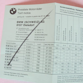 Prospekt BMW Preisliste 1984 09. 27