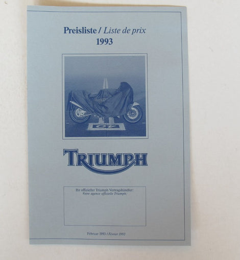Prospekt Triumph Preisliste 1993