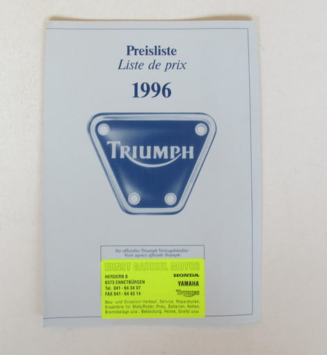Prospekt Triumph Preisliste 1996