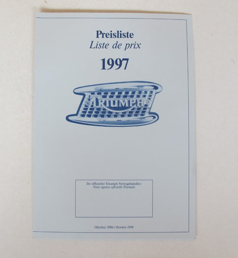 Prospekt Triumph Preisliste 1997